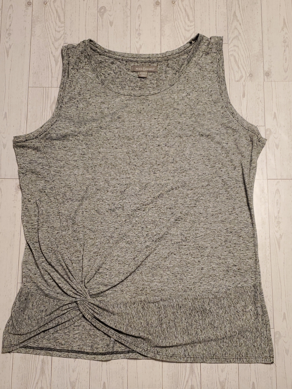 Peace & Pearls Gray Twist-Hem Sleeveless Top Women's XL
